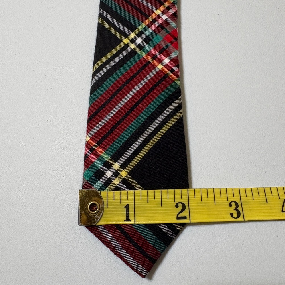 Crewcuts Boys Tartan Plaid Necktie Size 2-7 Black Red Preppy Holiday School Tie - Picture 7 of 9